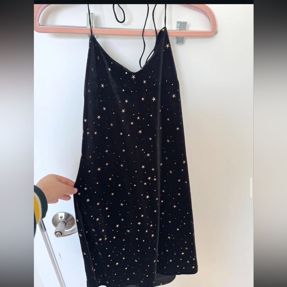 Black Dress with Gold Star Pattern